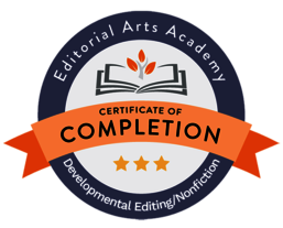 Editorial Arts Academy Developmental Editing Nonfiction Certificate of Completion